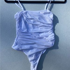 PLT ruched bodysuit - white, size 6